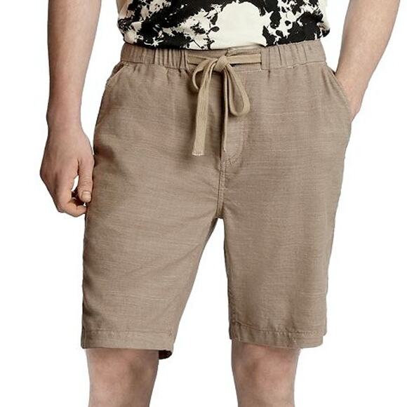 NWOT JOHN VARVATOS Shorts 31 Benson Linen Blend Flat Front Zip Drawstring - Picture 1 of 6